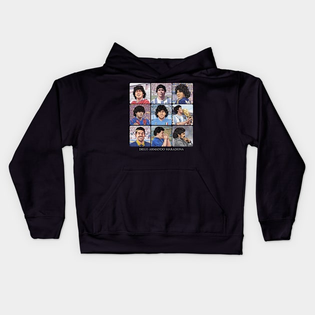 Diego Maradona Forever Kids Hoodie by CsrJara / Perronegro Clothing